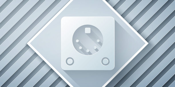 剪纸滚筒机图标孤立的灰色背景。音乐设备。纸艺风格。向量图片下载