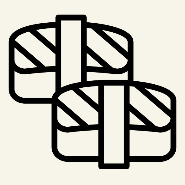 寿司卷线图标。亚洲食物病媒说明孤立在白色。海鲜轮廓风格设计和应用程序。图片下载