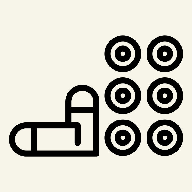 子弹线图标。武器矢量插图孤立在白色。口径轮廓样式设计和应用程序。Eps 10。图片下载