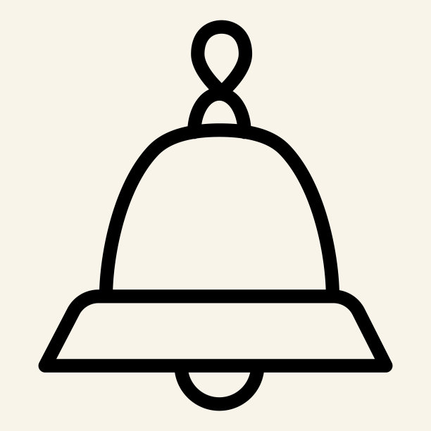 钟线图标。圣诞假期手铃轮廓风格象形文字白色背景。新年快乐象征移动概念网页设计。矢量图形。图片下载