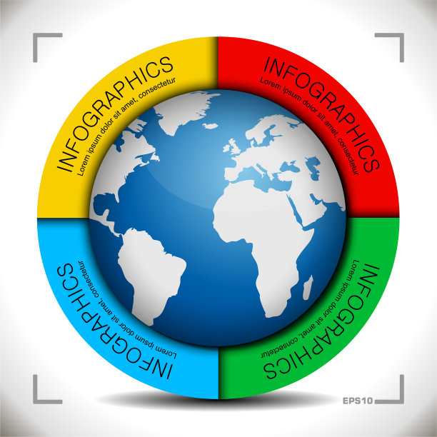 世界地球仪信息图在相机光圈风格图片下载