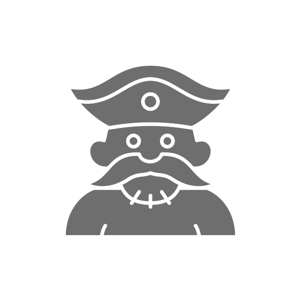 水手海盗强盗灰色图标孤立上图片下载