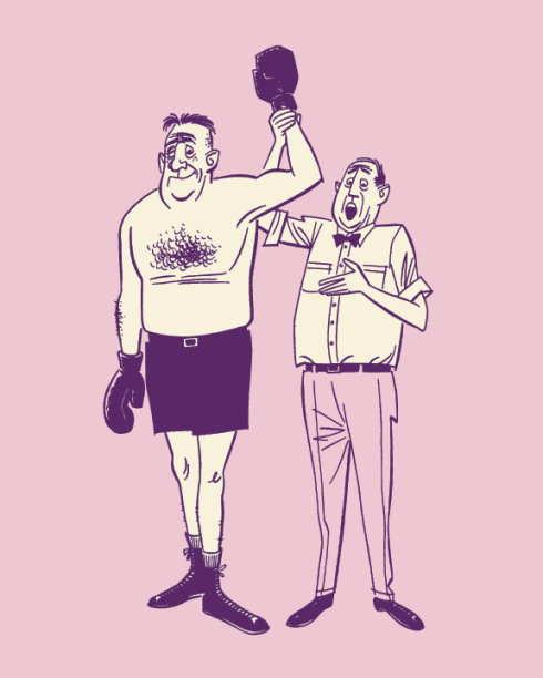 法官举起胜利拳击手的手臂图片下载