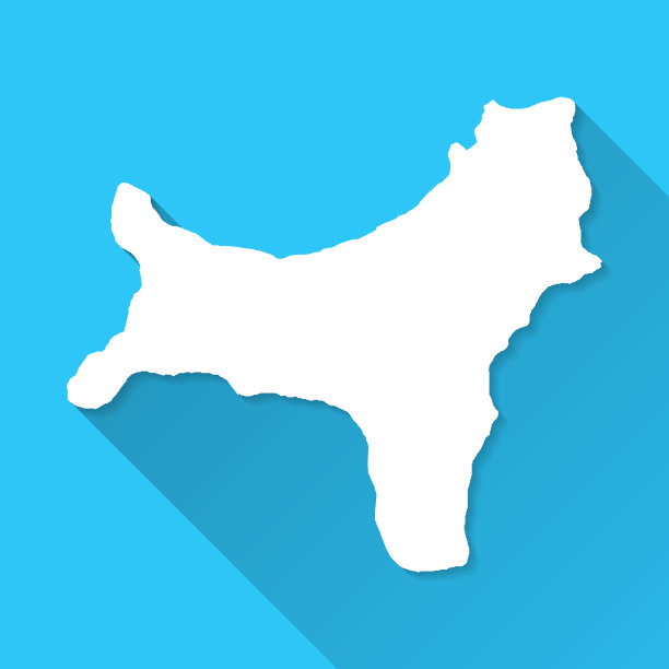 圣诞岛地图与长阴影在蓝色的背景-平面设计图片下载