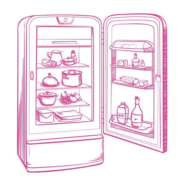 带有杂货的复古冰箱示意图图片下载