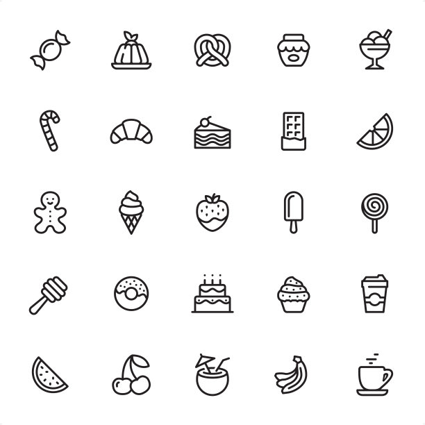 甜食 - 轮廓图标集图片下载