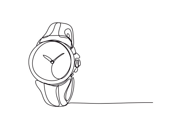 腕表，连续直线画，矢量插图。图片下载