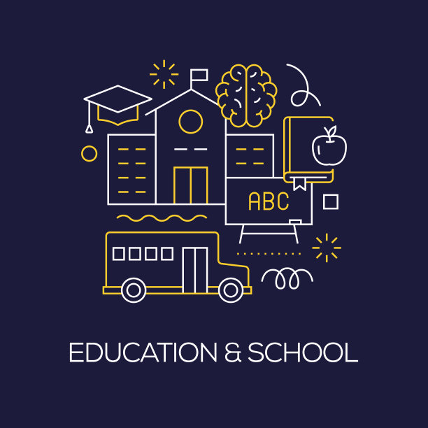 插图向量集教育和学校概念。线条艺术风格背景设计网页，横幅，海报，打印等。矢量插图。图片下载