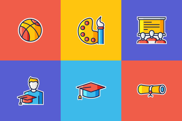 教育和学校相关的平线图标。向量符号说明。图片下载