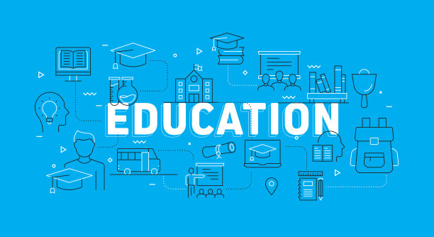 教育和学校相关的现代线条风格矢量插图图片下载