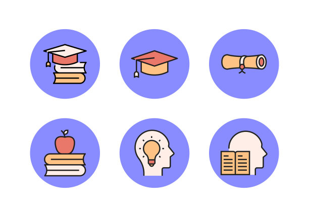 教育和学校相关的平线图标。向量符号说明。图片下载