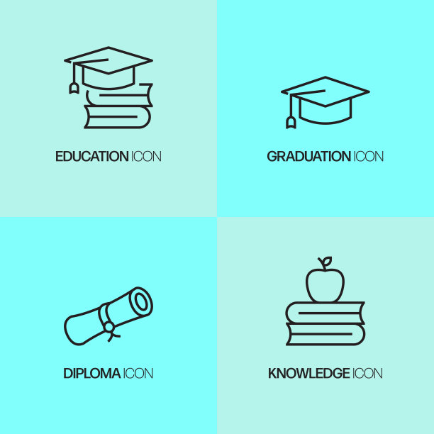 教育和学校相关的线图标。向量符号说明。图片下载