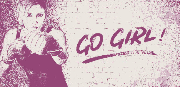 授权“加油女孩”横幅图片下载