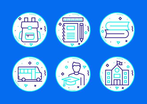 教育和学校相关的线图标。向量符号说明。图片下载