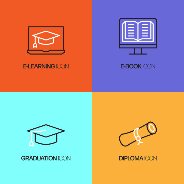 教育和学校相关的线图标。向量符号说明。图片下载