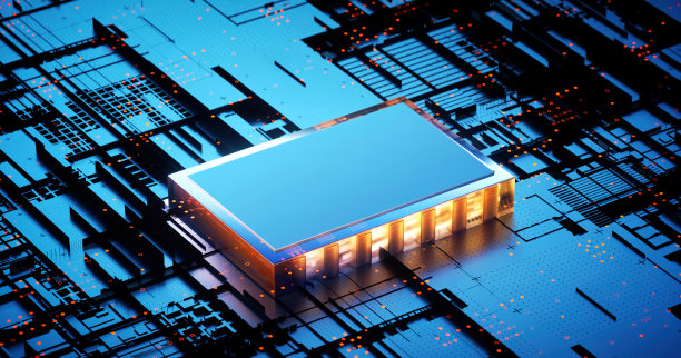 赛博朋克AI的3D渲染。电路板。技术背景。中央计算机处理器CPU和GPU的概念。数字芯片主板。技术科学背景。图片下载