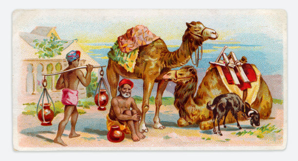 1899年在印度的驼背画新艺术插画图片下载
