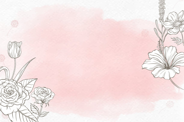 花水彩背景粉红玫瑰边在图片下载