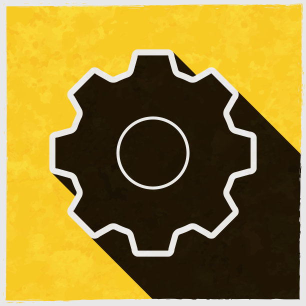 装备。图标与长阴影的纹理黄色背景图片下载