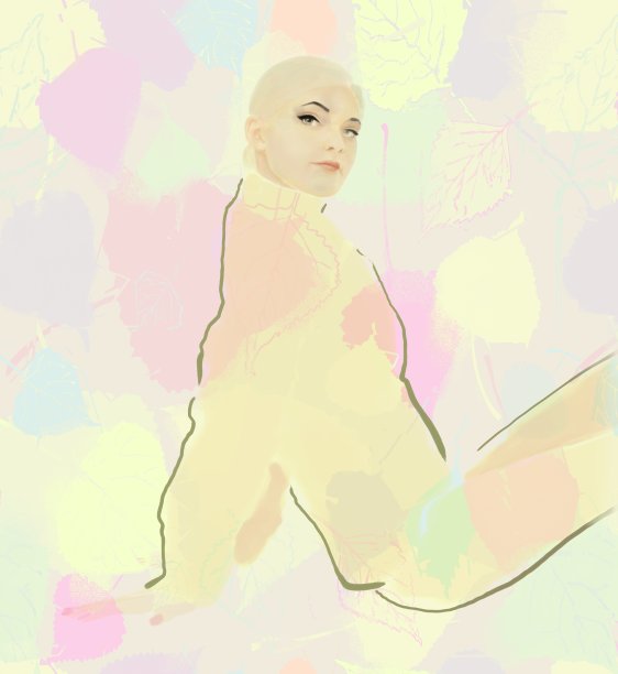 用水彩技术制作的时装模特的特写肖像图片下载