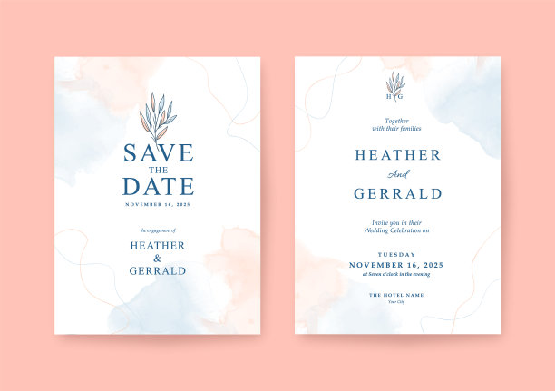 甜蜜浪漫简约的婚礼请柬图片下载