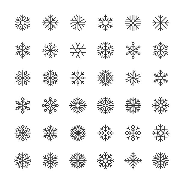雪花线条图标可编辑描边图片下载