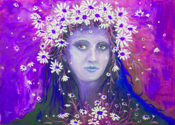 插图乌克兰一幅油画，描绘身着乌克兰民族服饰的妇女图片下载