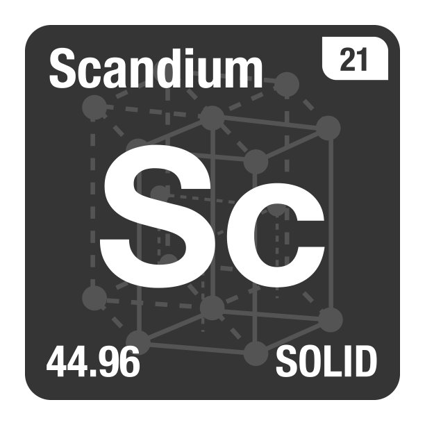 带有晶体系统背景的钪元素周期表图标图片下载