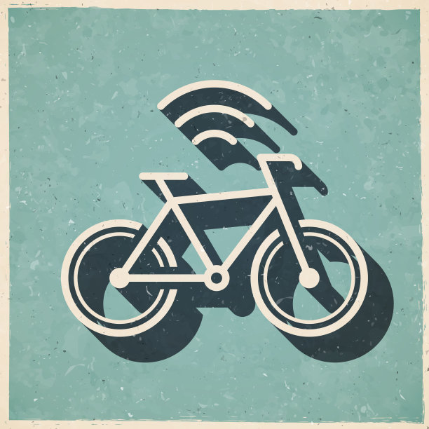连接的自行车。图标复古复古风格-旧纹理纸图片下载