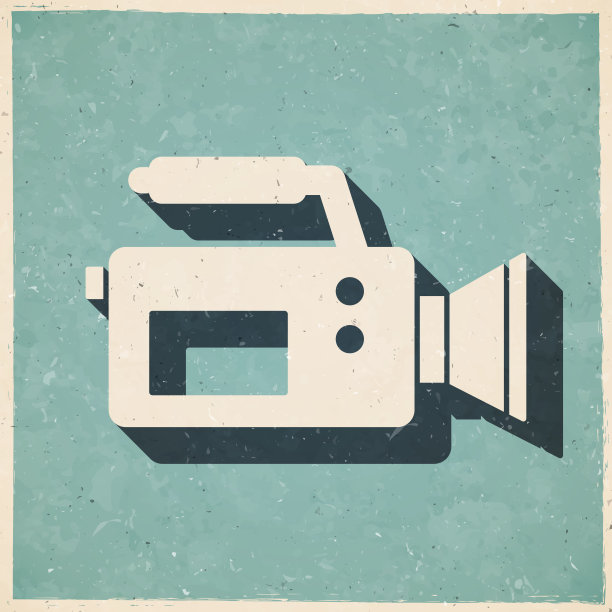 摄像机。图标复古复古风格-旧纹理纸图片下载