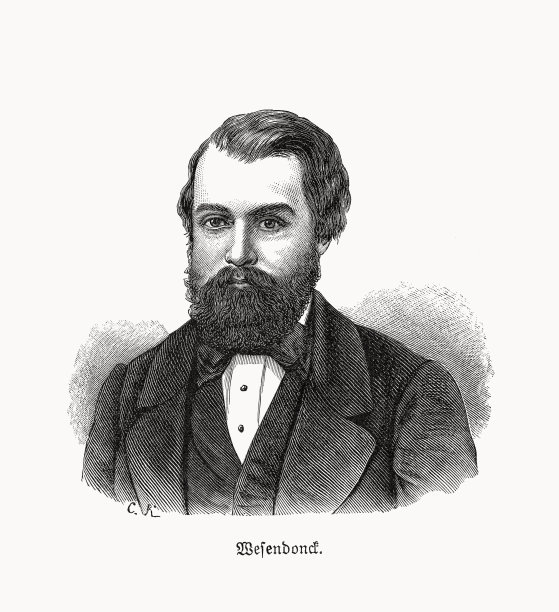 雨果·威森东克(1817-1900)，德国企业家和政治家，木刻作品，1893年出版图片下载