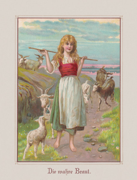 《真新娘》(格林童话)，彩色印刷术，大约1898年出版图片下载