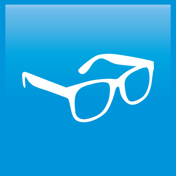淡蓝色闪亮的方形眼镜图标图片下载