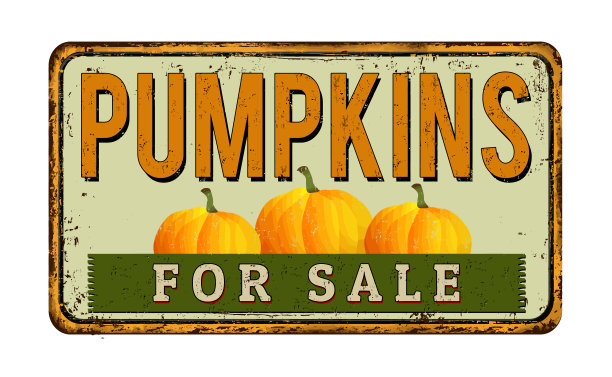 南瓜出售古董生锈的金属标志图片下载