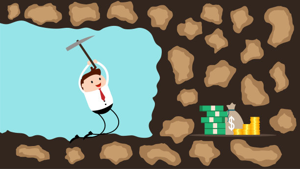 快乐的商人挖掘宝藏图片下载