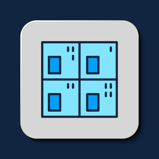 填充大纲元素周期表图标隔离在蓝色背景。向量图片下载