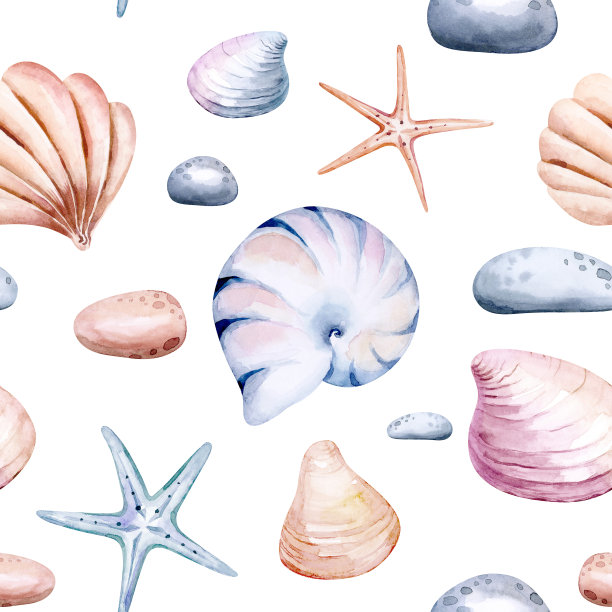 水彩海藻无缝图案。海洋水下植物，海洋珊瑚礁和水生海藻，手绘海洋植物背景。手绘海藻卡通素描水族馆图片下载