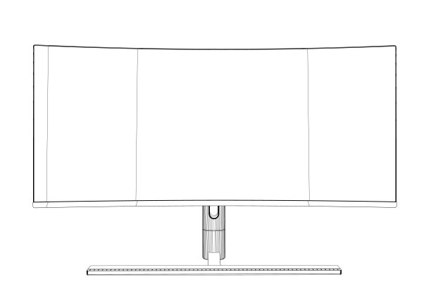 现代薄框显示器计算机显示器的轮廓矢量插图。图片下载