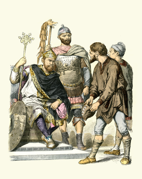 加洛林时代的中世纪时尚，公元700至800年，战士，国王，战士和农民，时尚史图片下载