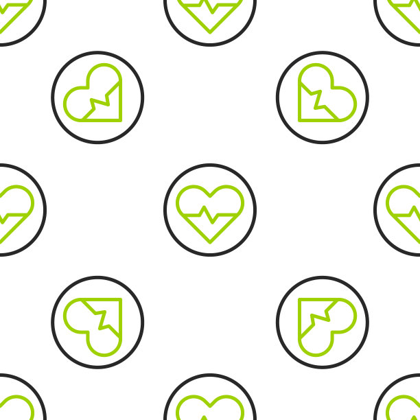 线心率图标隔离无缝图案白色背景。心跳信号。心脏脉搏图标。心电图图标。向量图片下载