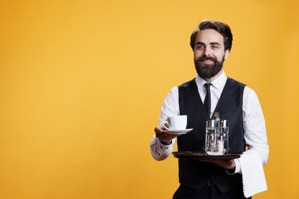 熟练的人递上一杯咖啡图片下载