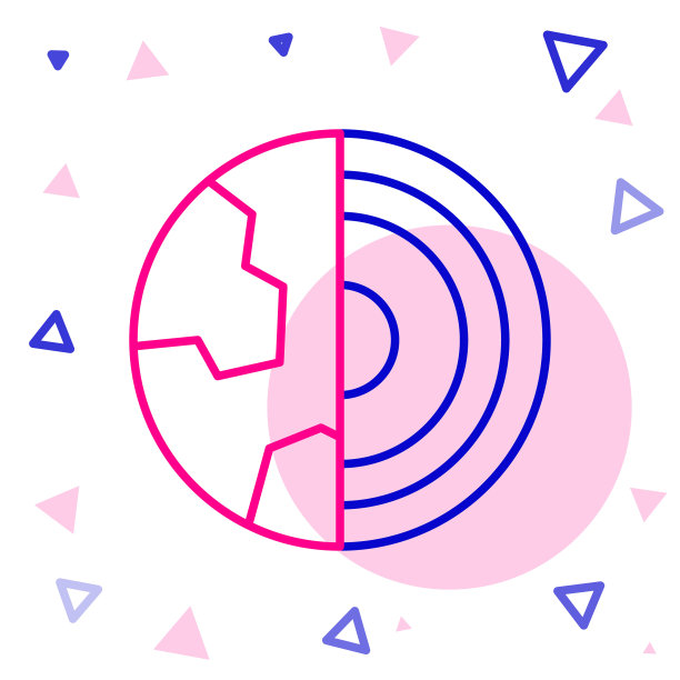 线地球核心结构地壳图标隔离在白色背景。色彩缤纷的轮廓概念。向量图片下载