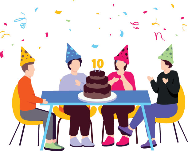 庆祝同事工作周年概念，蛋糕日矢量图标设计，奖励和激励符号，员工福利和参与标志，认可和欣赏场景股票插图图片下载