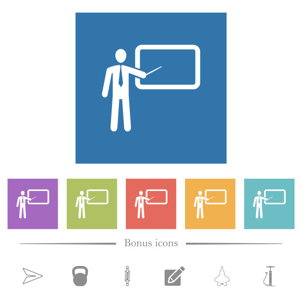 训练平面白色图标在正方形背景图片下载