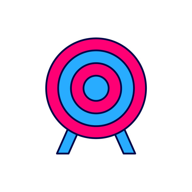 填充轮廓目标运动图标孤立的白色背景。有射击场或射击编号的干净靶。向量图片下载
