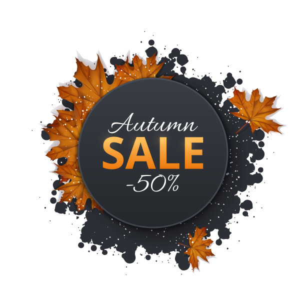 秋叶圆卖旗与枫叶。图片下载