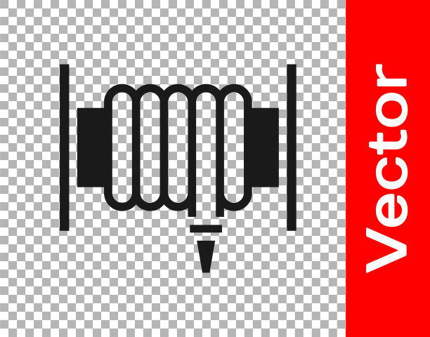 黑色消防软管卷轴图标隔离在透明的背景。向量图片下载