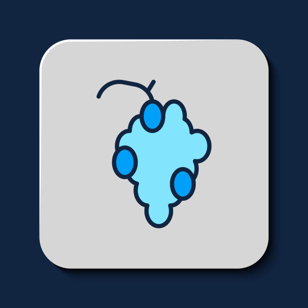 填充轮廓葡萄水果图标孤立的蓝色背景。向量图片下载