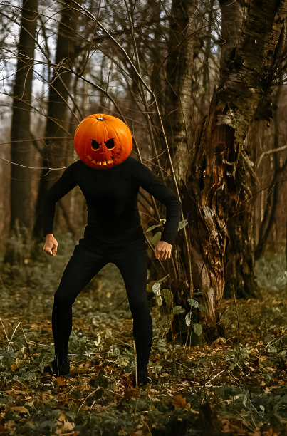 万圣节南瓜在森林里图片下载