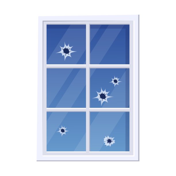 破碎的矩形窗口形状与孔插图图片下载